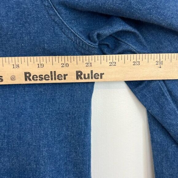 Vintage Allia Petites Women’s 10P Blue Floral Embroidered Button Down Shirt Top - Picture 3 of 10